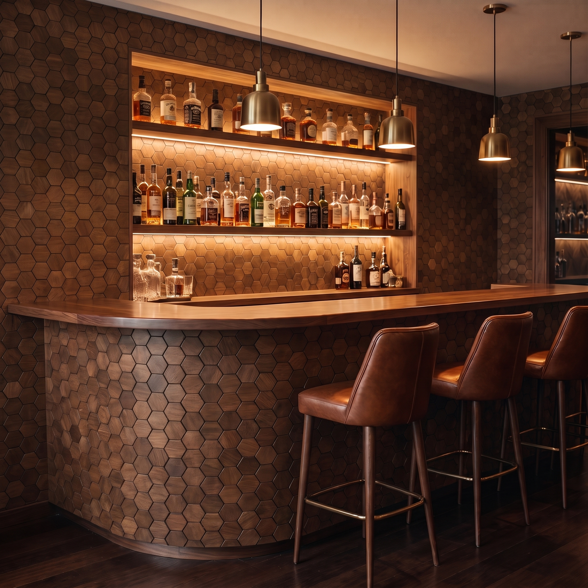 Snowdrop Smoked Brown dekoratives Holz-Wandpaneel als Bar-Rückwand