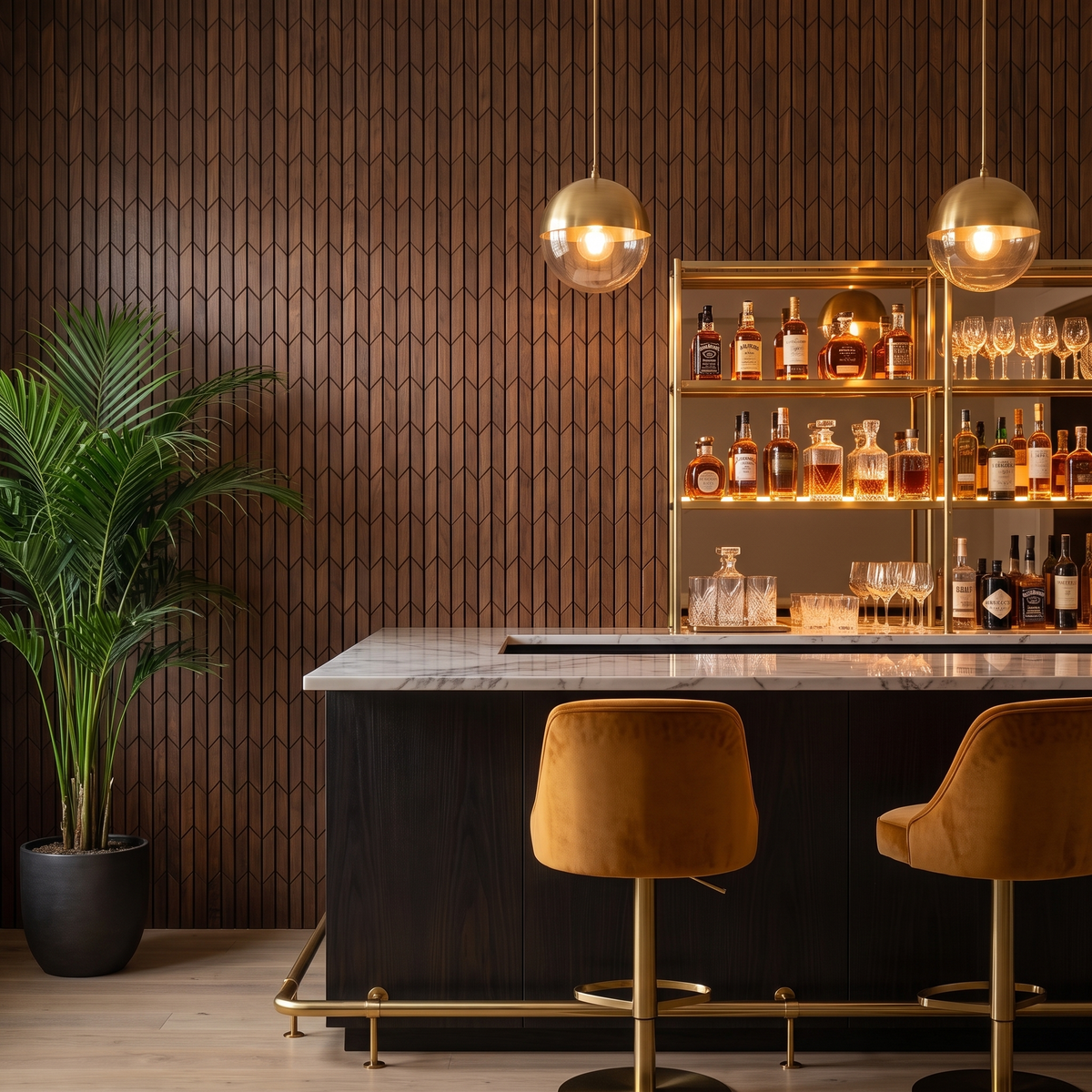 Crimson Smoked Brown dekoratives Holz-Wandpaneel als Bar-Rückwand